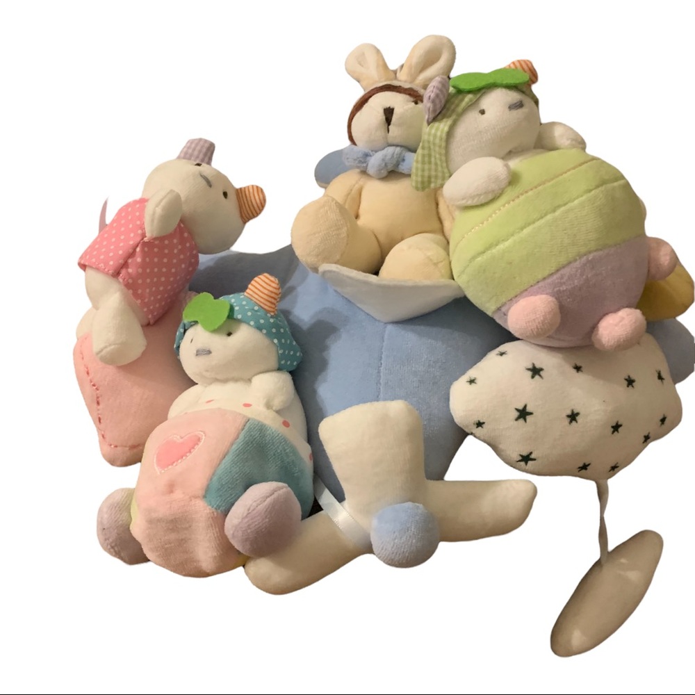 Adorable Nursery Mobile For Crib Shiloh Baby Plush Animals Airplane Pastel Color
